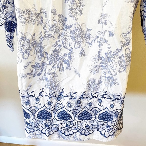 Soft Surroundings White & Blue Print Tunic Top S - Picture 7 of 11